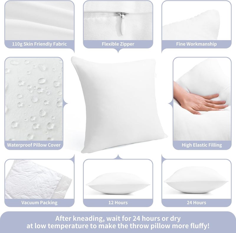 QSWRD 22 x 22 Outdoor Pillow Insert Large Throw Pillow Inserts Pack of 2 Water Resistant Patio Furniture Pillows Decorative Porch Couch Pillows Premium Square Sofa Pillow, White - Image 5
